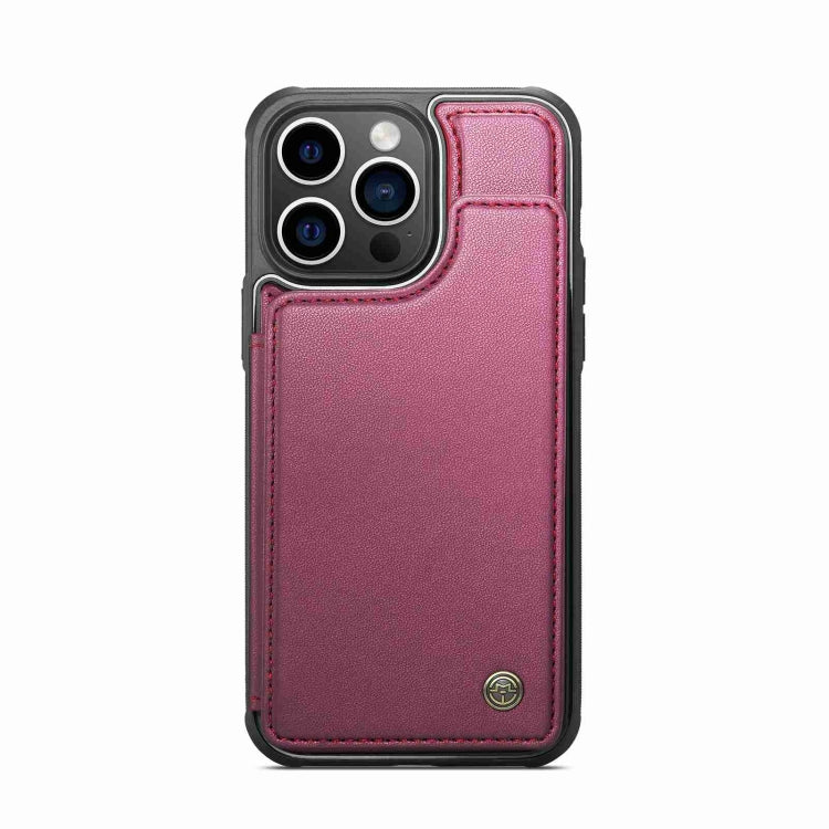 For iPhone 15 Pro CaseMe C22 Card Slots Holder RFID Anti-theft Phone Case(Wine Red) - iPhone 15 Pro Cases by CaseMe | Online Shopping South Africa | PMC Jewellery | Buy Now Pay Later Mobicred