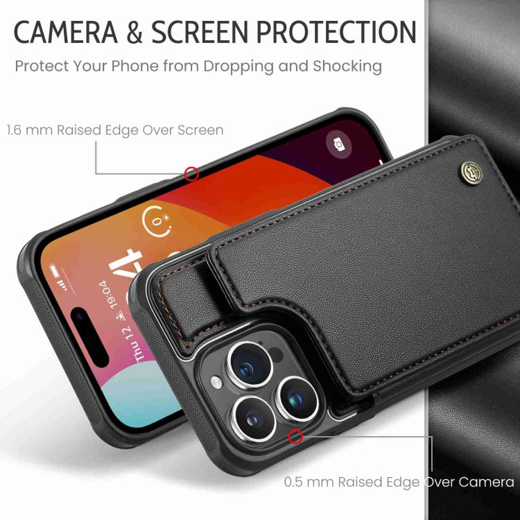 For iPhone 15 Pro CaseMe C22 Card Slots Holder RFID Anti-theft Phone Case(Black) - iPhone 15 Pro Cases by CaseMe | Online Shopping South Africa | PMC Jewellery | Buy Now Pay Later Mobicred