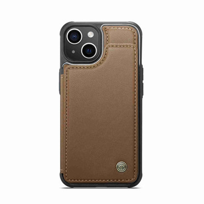 For iPhone 15 Plus CaseMe C22 Card Slots Holder RFID Anti-theft Phone Case(Brown) - iPhone 15 Plus Cases by CaseMe | Online Shopping South Africa | PMC Jewellery | Buy Now Pay Later Mobicred