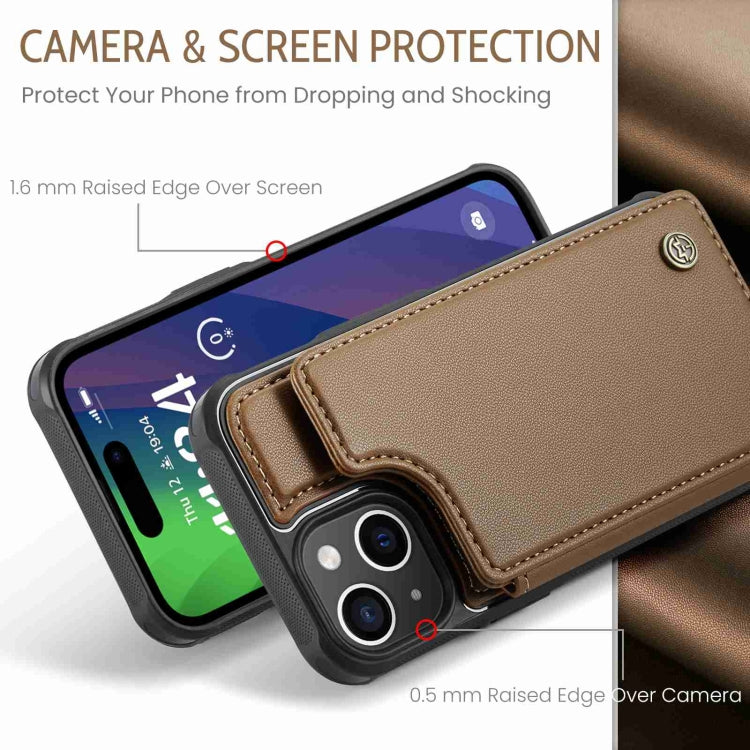 For iPhone 15 Plus CaseMe C22 Card Slots Holder RFID Anti-theft Phone Case(Brown) - iPhone 15 Plus Cases by CaseMe | Online Shopping South Africa | PMC Jewellery | Buy Now Pay Later Mobicred