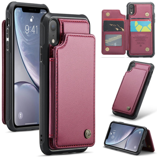 For iPhone XR CaseMe C22 Card Slots Holder RFID Anti-theft Phone Case(Wine Red) - More iPhone Cases by CaseMe | Online Shopping South Africa | PMC Jewellery | Buy Now Pay Later Mobicred