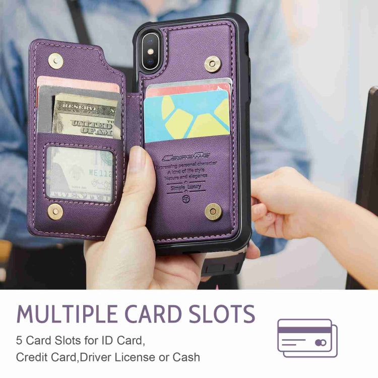 For iPhone XS Max CaseMe C22 Card Slots Holder RFID Anti-theft Phone Case(Purple) - More iPhone Cases by CaseMe | Online Shopping South Africa | PMC Jewellery | Buy Now Pay Later Mobicred