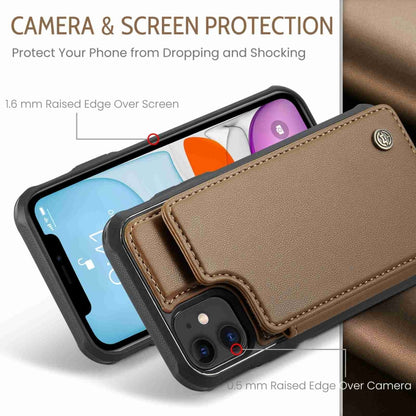 For iPhone 11 CaseMe C22 Card Slots Holder RFID Anti-theft Phone Case(Brown) - iPhone 11 Cases by CaseMe | Online Shopping South Africa | PMC Jewellery | Buy Now Pay Later Mobicred