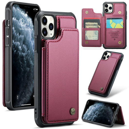 For iPhone 11 Pro CaseMe C22 Card Slots Holder RFID Anti-theft Phone Case(Wine Red) - iPhone 11 Pro Cases by CaseMe | Online Shopping South Africa | PMC Jewellery | Buy Now Pay Later Mobicred