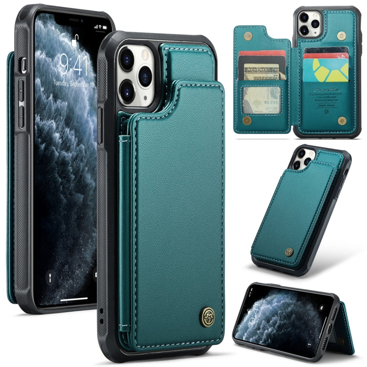 For iPhone 11 Pro Max CaseMe C22 Card Slots Holder RFID Anti-theft Phone Case(Blue Green) - iPhone 11 Pro Max Cases by CaseMe | Online Shopping South Africa | PMC Jewellery | Buy Now Pay Later Mobicred