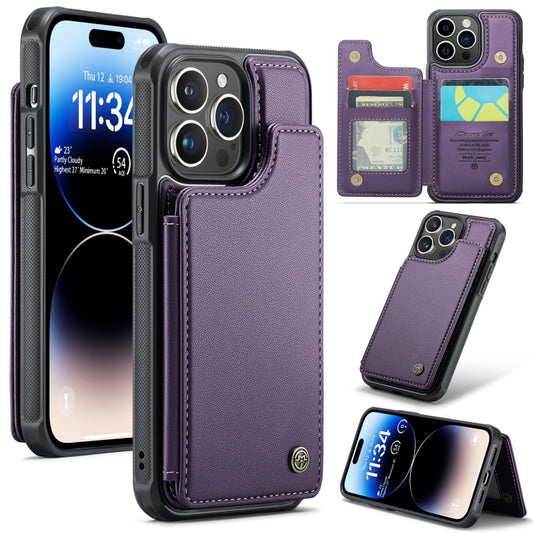 For iPhone 14 Pro Max CaseMe C22 Card Slots Holder RFID Anti-theft Phone Case(Purple) - iPhone 14 Pro Max Cases by CaseMe | Online Shopping South Africa | PMC Jewellery | Buy Now Pay Later Mobicred