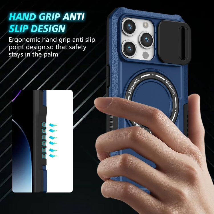 For iPhone 15 Pro Max Sliding Camshield Magsafe Holder TPU Hybrid PC Phone Case(Royal Blue) - iPhone 15 Pro Max Cases by PMC TechLife | Online Shopping South Africa | PMC TechLife