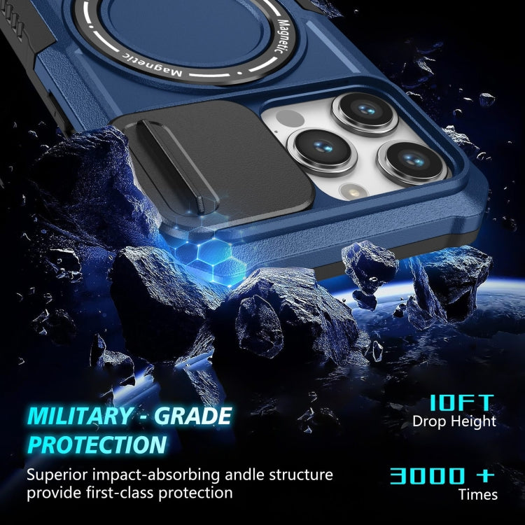 For iPhone 15 Pro Sliding Camshield Magsafe Holder TPU Hybrid PC Phone Case(Royal Blue) - iPhone 15 Pro Cases by PMC TechLife | Online Shopping South Africa | PMC TechLife