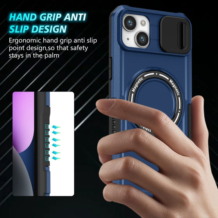For iPhone 15 Sliding Camshield Magsafe Holder TPU Hybrid PC Phone Case(Royal Blue) - iPhone 15 Cases by PMC TechLife | Online Shopping South Africa | PMC TechLife
