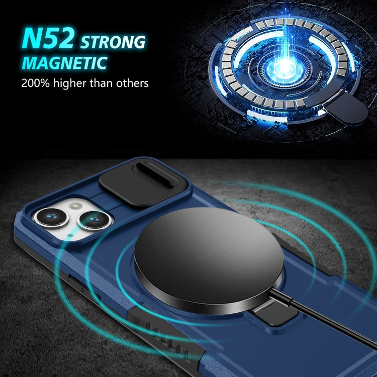 For iPhone 15 Sliding Camshield Magsafe Holder TPU Hybrid PC Phone Case(Royal Blue) - iPhone 15 Cases by PMC TechLife | Online Shopping South Africa | PMC TechLife