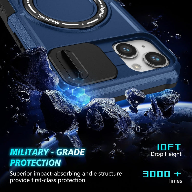 For iPhone 15 Sliding Camshield Magsafe Holder TPU Hybrid PC Phone Case(Royal Blue) - iPhone 15 Cases by PMC TechLife | Online Shopping South Africa | PMC TechLife