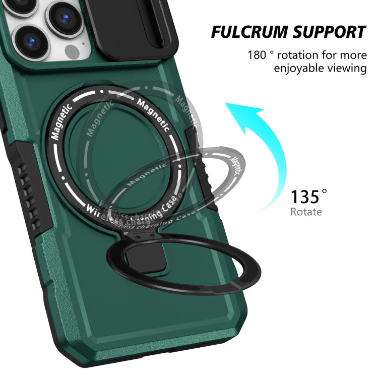 For iPhone 13 Pro Sliding Camshield Magsafe Holder TPU Hybrid PC Phone Case(Deep Green) - iPhone 13 Pro Cases by PMC Jewellery | Online Shopping South Africa | PMC Jewellery