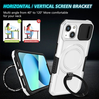 For iPhone 13 Sliding Camshield Magsafe Holder TPU Hybrid PC Phone Case(Black White) - iPhone 13 Cases by PMC Jewellery | Online Shopping South Africa | PMC Jewellery