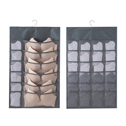 12+24 Grids Underwear Storage Bag Non-woven Double-sided Hanging Storage Bag(Grey) - Storage Bags by PMC Jewellery | Online Shopping South Africa | PMC Jewellery | Buy Now Pay Later Mobicred