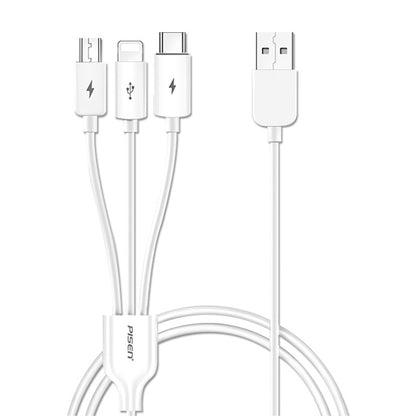 PISEN 1.2m 3A 3 in 1 USB to 8 Pin + Type-C + Micro USB Data Cable - Multifunction Cable by PMC Jewellery | Online Shopping South Africa | PMC Jewellery | Buy Now Pay Later Mobicred