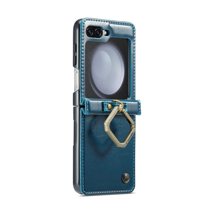 For Samsung Galaxy Z Flip5 CaseMe 003 PU + PC Business Style Crazy Horse Texture Ring Leather Phone Case with Lanyard(Blue Green) - Galaxy Z Flip5 Cases by CaseMe | Online Shopping South Africa | PMC Jewellery | Buy Now Pay Later Mobicred