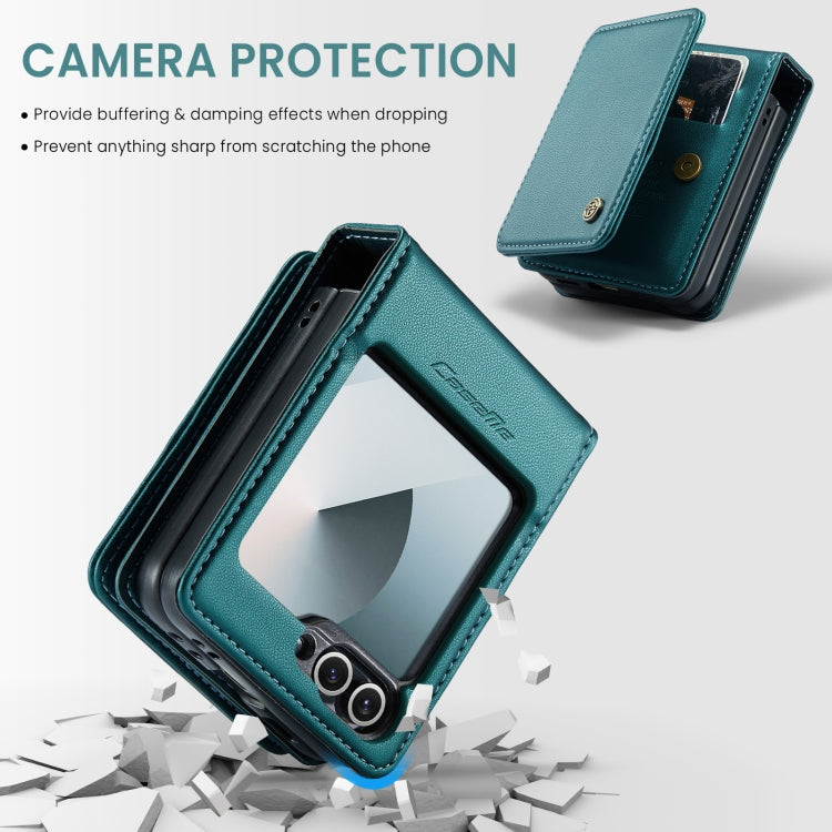 For Samsung Galaxy Z Flip6 5G CaseMe C22 PC+TPU Business Style RFID Anti-theft Leather Phone Case(Blue Green) - Galaxy Z Flip6 5G Cases by CaseMe | Online Shopping South Africa | PMC Jewellery | Buy Now Pay Later Mobicred