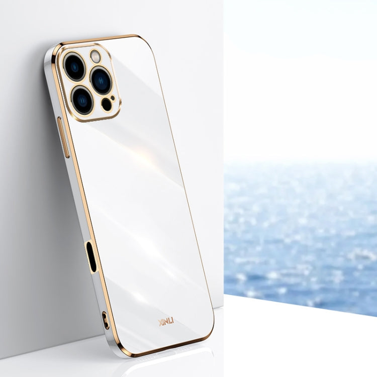 For iPhone 16 Pro XINLI Straight Edge 6D Electroplate TPU Phone Case(White) - free shipping - PMC Jewellery - Order now!
