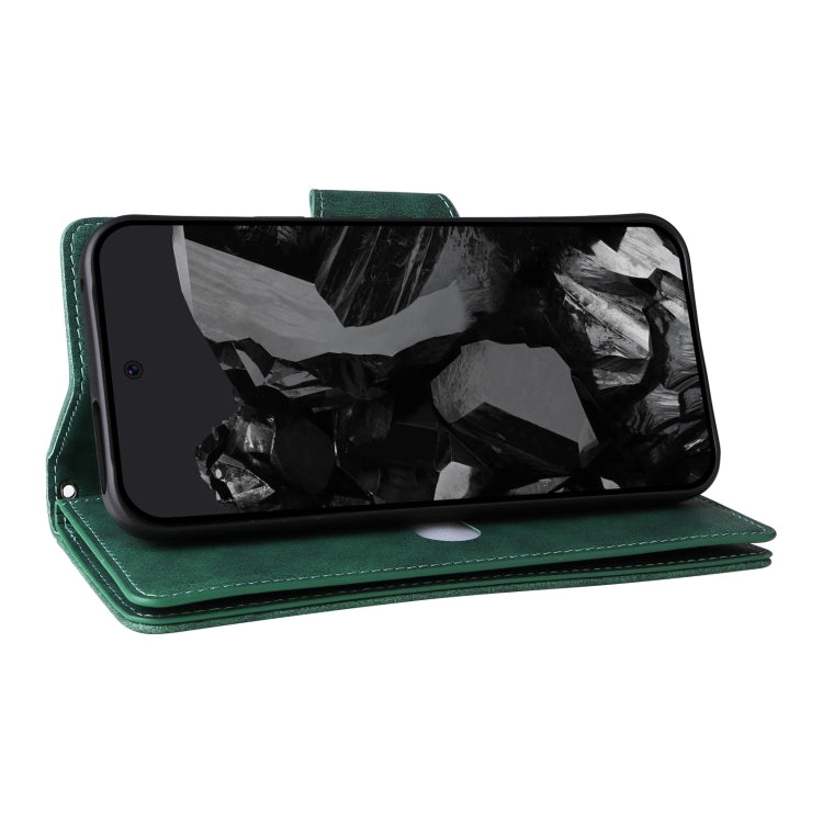 For Google Pixel 9 Pro Rivet Buckle 9 Cards Three Fold Leather Phone Case(Green) - Google Cases by PMC Jewellery | Online Shopping South Africa | PMC Jewellery | Buy Now Pay Later Mobicred