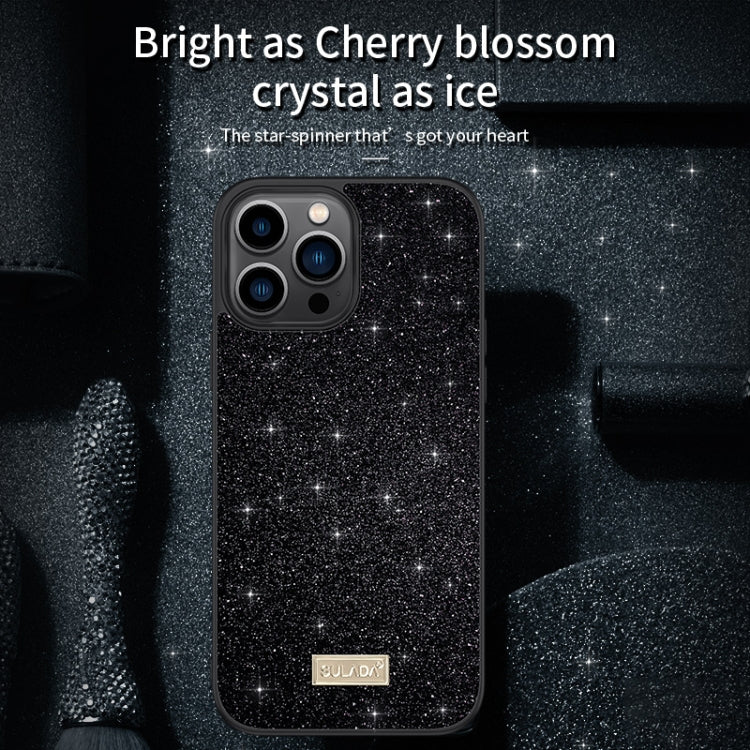 For iPhone 16 Pro SULADA Glittery PC Hybrid TPU Handmade Leather Phone Case(Black) - iPhone 16 Pro Cases by SULADA | Online Shopping South Africa | PMC Jewellery | Buy Now Pay Later Mobicred