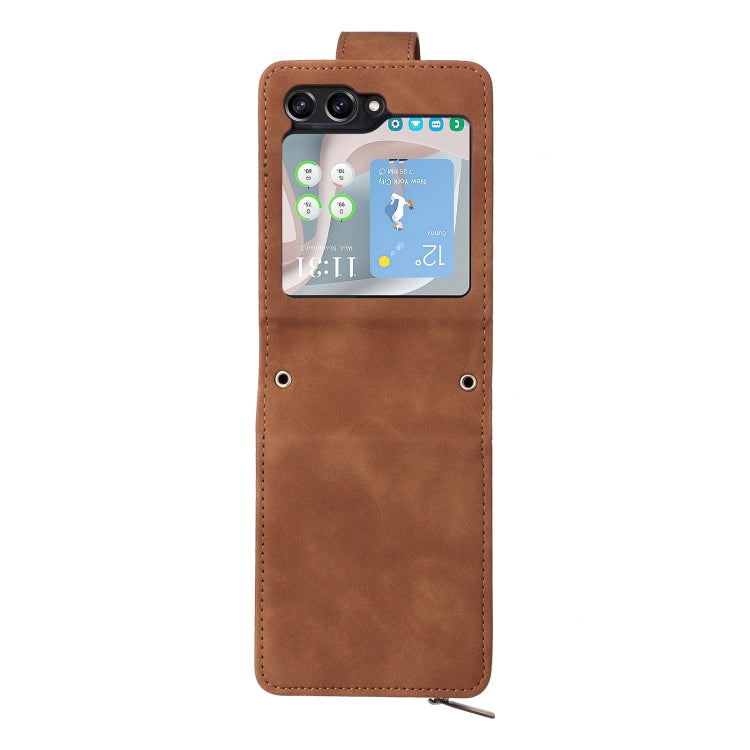 For Samsung Galaxy Z Flip5 5G Crossbody Multi-card Slot Wallet Zipper Leather Phone Case(Brown) - Galaxy Z Flip5 Cases by PMC Jewellery | Online Shopping South Africa | PMC Jewellery