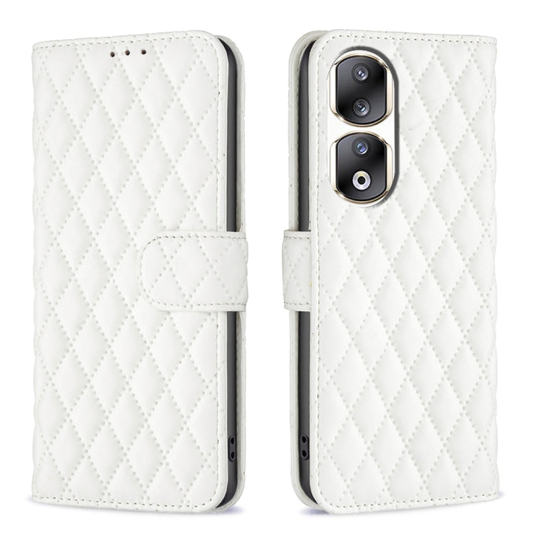 For Honor 90 Pro Diamond Lattice Wallet Flip Leather Phone Case(White) - Honor Cases by PMC TechLife | Online Shopping South Africa | PMC TechLife | Buy Now Pay Later Mobicred