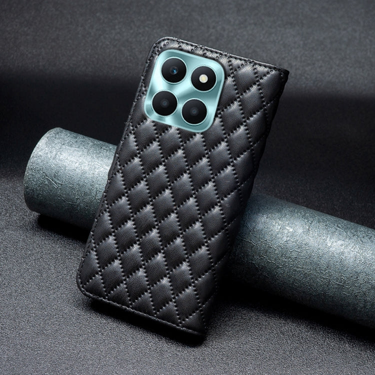 For Honor X6a Diamond Lattice Wallet Flip Leather Phone Case(Black) - Honor Cases by PMC TechLife | Online Shopping South Africa | PMC TechLife | Buy Now Pay Later Mobicred