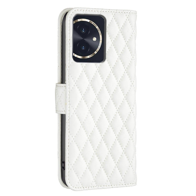 For Honor 100 Diamond Lattice Wallet Flip Leather Phone Case(White) - Honor Cases by PMC TechLife | Online Shopping South Africa | PMC TechLife | Buy Now Pay Later Mobicred