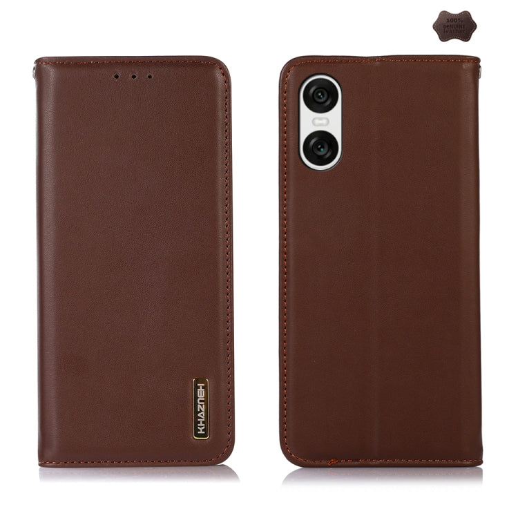 For Sony Xperia 10 VI KHAZNEH Nappa Top Layer Cowhide Leather Phone Case(Brown) - Sony Cases by PMC TechLife | Online Shopping South Africa | PMC TechLife | Buy Now Pay Later Mobicred