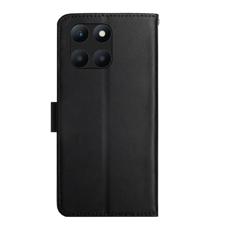 For Honor X8b HT02 Genuine Leather Fingerprint-proof Flip Phone Case(Black) - Honor Cases by PMC TechLife | Online Shopping South Africa | PMC TechLife | Buy Now Pay Later Mobicred