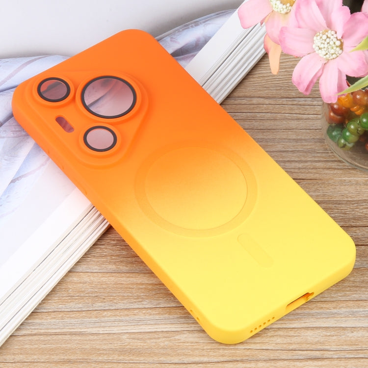 For Huawei Pura 70 Pro Liquid TPU Silicone Gradient MagSafe Phone Case(Orange Yellow) - Huawei Cases by PMC Jewellery | Online Shopping South Africa | PMC Jewellery | Buy Now Pay Later Mobicred