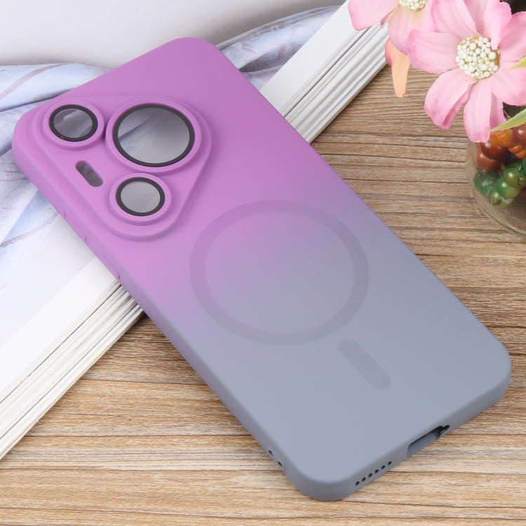 For Huawei Pura 70 Pro Liquid TPU Silicone Gradient MagSafe Phone Case(Purple Grey) - Huawei Cases by PMC Jewellery | Online Shopping South Africa | PMC Jewellery | Buy Now Pay Later Mobicred