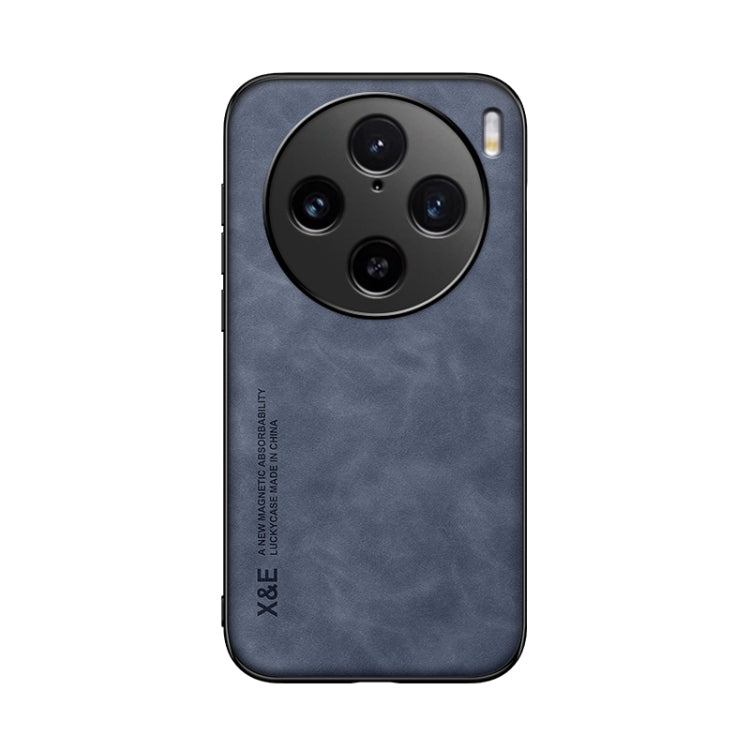 For vivo X100 Pro Skin Feel Magnetic Leather Back Phone Case(Blue) - X100 Pro Cases by PMC TechLife | Online Shopping South Africa | PMC TechLife