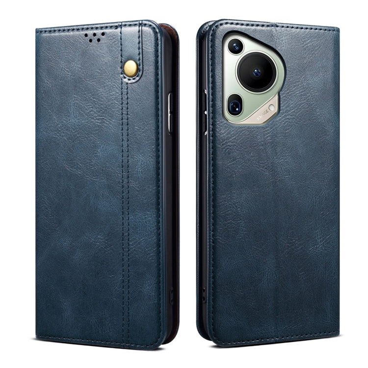 For Huawei Pura 70 Ultra Oil Wax Crazy Horse Texture Leather Phone Case(Blue) - Huawei Cases by PMC Jewellery | Online Shopping South Africa | PMC Jewellery | Buy Now Pay Later Mobicred