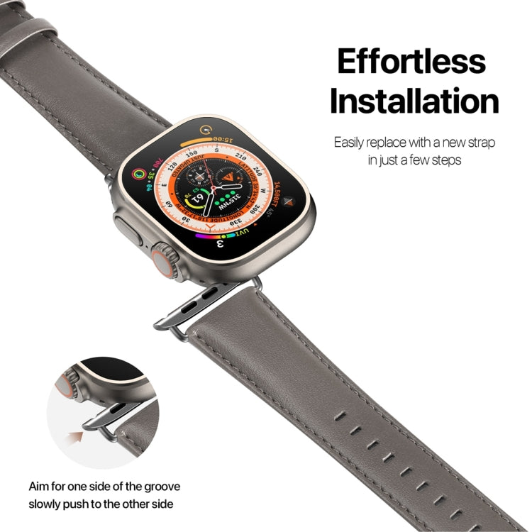 For Apple Watch SE 2023 40mm DUX DUCIS YS Series Genuine Leather Watch Band(Grey) - Watch Bands by DUX DUCIS | Online Shopping South Africa | PMC Jewellery | Buy Now Pay Later Mobicred