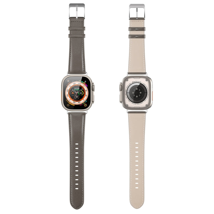 For Apple Watch 9 45mm DUX DUCIS YS Series Genuine Leather Watch Band(Grey) - Watch Bands by DUX DUCIS | Online Shopping South Africa | PMC Jewellery | Buy Now Pay Later Mobicred