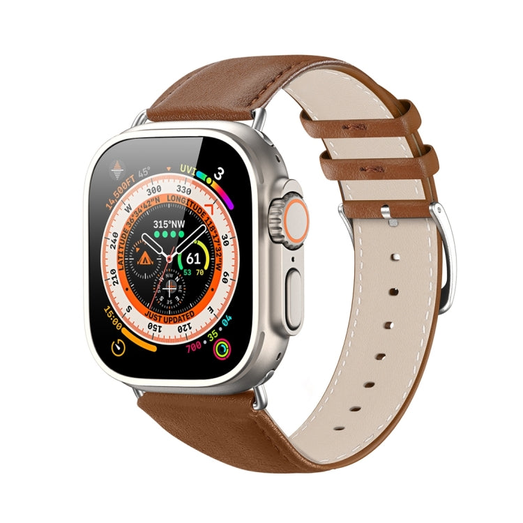 For Apple Watch 8 45mm  DUX DUCIS YS Series Genuine Leather Watch Band(Brown) - Watch Bands by DUX DUCIS | Online Shopping South Africa | PMC Jewellery | Buy Now Pay Later Mobicred