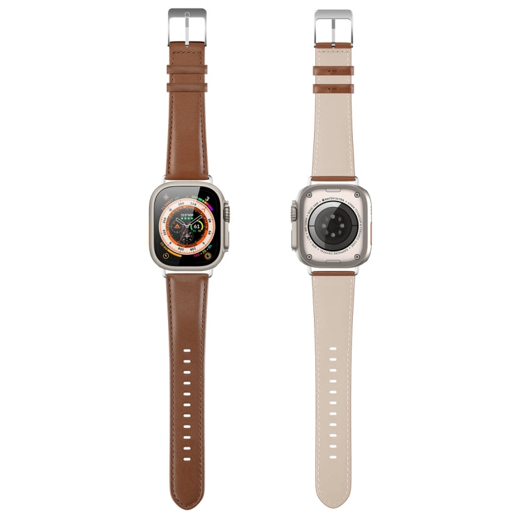 For Apple Watch SE 44mm DUX DUCIS YS Series Genuine Leather Watch Band(Brown) - Watch Bands by DUX DUCIS | Online Shopping South Africa | PMC Jewellery | Buy Now Pay Later Mobicred