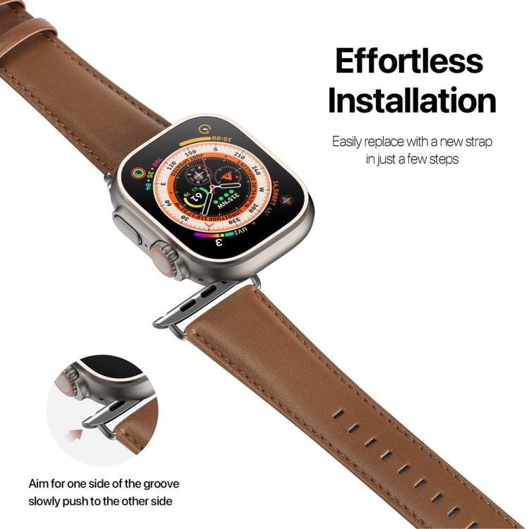 For Apple Watch 4 44mm DUX DUCIS YS Series Genuine Leather Watch Band(Brown) - Watch Bands by DUX DUCIS | Online Shopping South Africa | PMC Jewellery | Buy Now Pay Later Mobicred