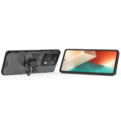 For Xiaomi Redmi Note 13 Shockproof PC + TPU Holder Phone Case(Black) - Xiaomi Cases by PMC Jewellery | Online Shopping South Africa | PMC Jewellery | Buy Now Pay Later Mobicred