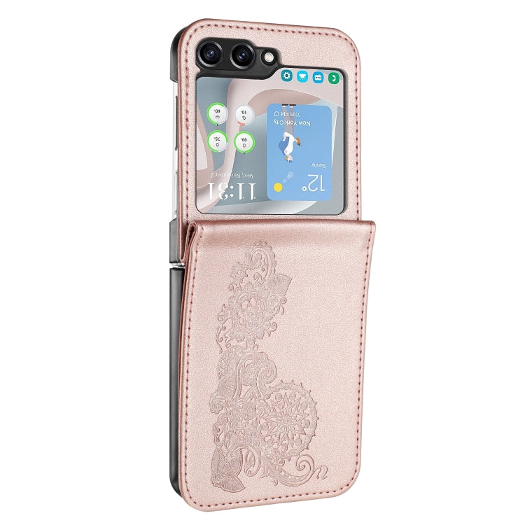 For Samsung Galaxy Z Flip5 5G Datura Flower Embossed Flip Leather Phone Case(Rose Gold) - Galaxy Z Flip5 Cases by PMC Jewellery | Online Shopping South Africa | PMC Jewellery