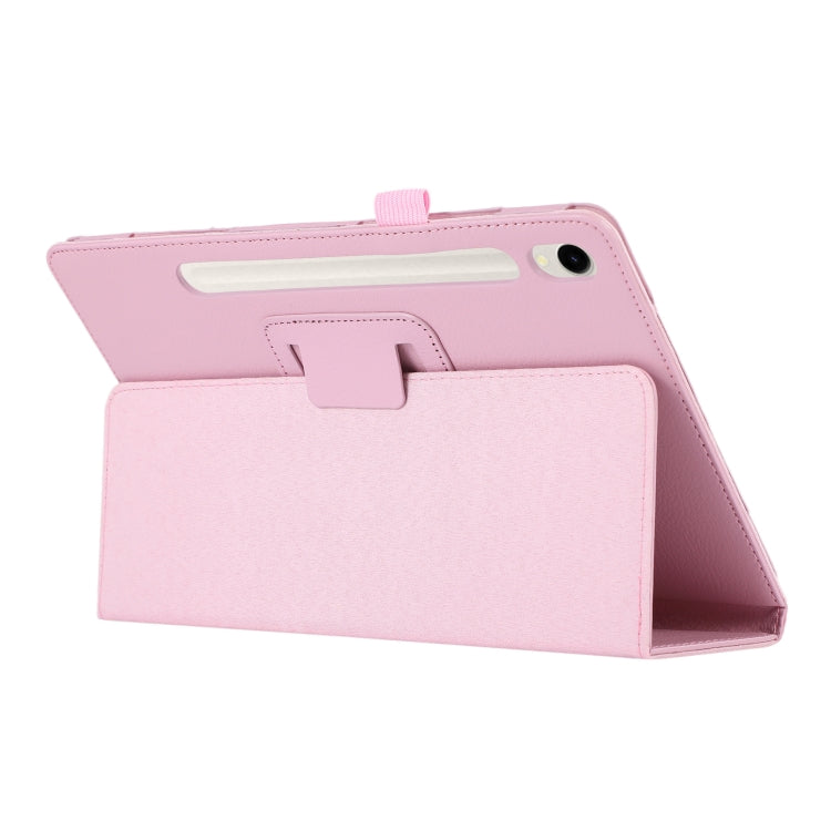 For Samsung Galaxy Tab S9 Litchi Texture Leather Tablet Case with Holder(Pink) - Other Galaxy Tab PC by PMC Jewellery | Online Shopping South Africa | PMC Jewellery | Buy Now Pay Later Mobicred