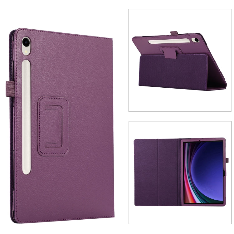 For Samsung Galaxy Tab S9+ / S10+ Litchi Texture Leather Tablet Case with Holder(Purple) - Other Galaxy Tab PC by PMC Jewellery | Online Shopping South Africa | PMC Jewellery | Buy Now Pay Later Mobicred