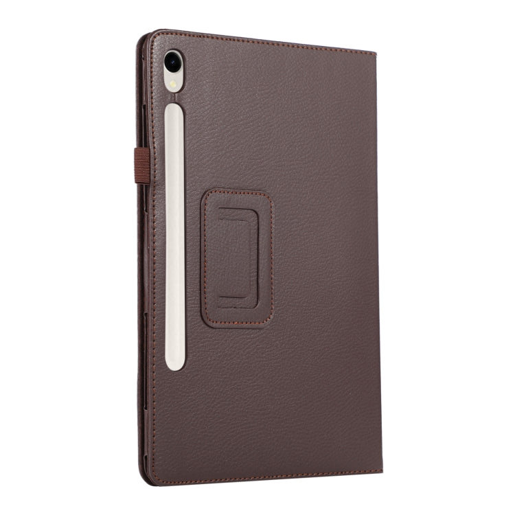 For Samsung Galaxy Tab S9+ / S10+ Litchi Texture Leather Tablet Case with Holder(Brown) - Other Galaxy Tab PC by PMC Jewellery | Online Shopping South Africa | PMC Jewellery | Buy Now Pay Later Mobicred