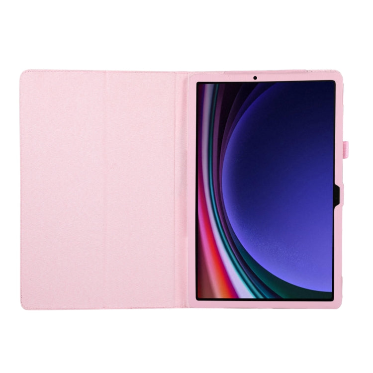 For Samsung Galaxy Tab S9 Ultra Litchi Texture Leather Tablet Case with Holder(Pink) - Other Galaxy Tab PC by PMC TechLife | Online Shopping South Africa | PMC TechLife
