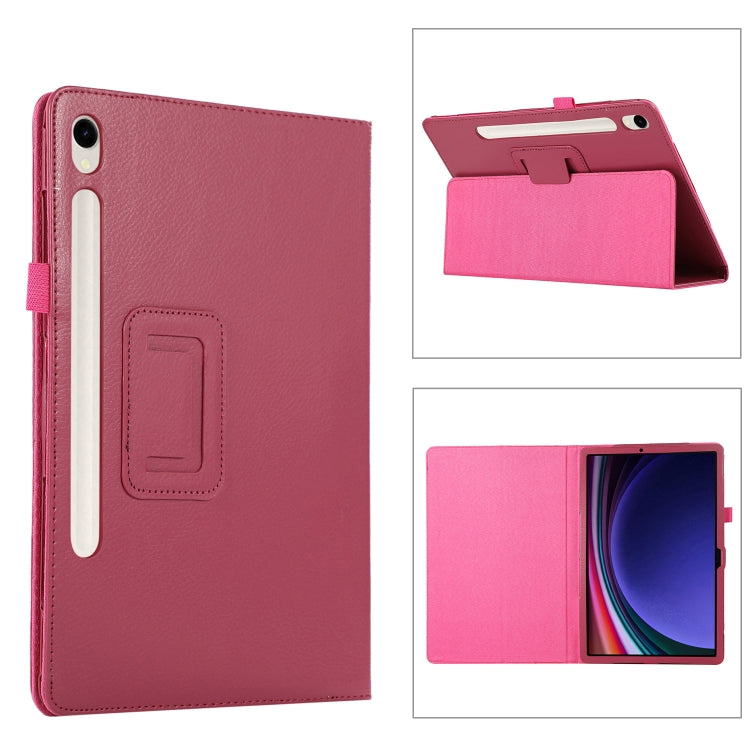 For Samsung Galaxy Tab S9 Ultra Litchi Texture Leather Tablet Case with Holder(Rose Red) - Other Galaxy Tab PC by PMC Jewellery | Online Shopping South Africa | PMC Jewellery | Buy Now Pay Later Mobicred