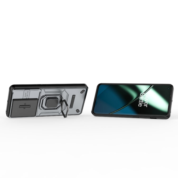 For OnePlus 11 5G Sliding Camshield TPU + PC Shockproof Phone Case with Holder(Grey) - free shipping - PMC TechLife - Order now!