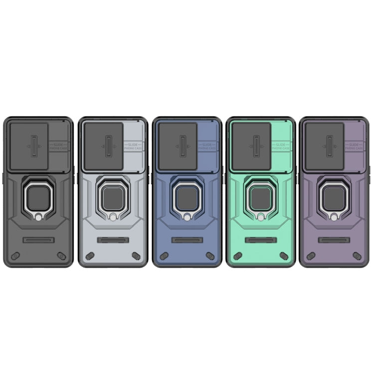 For OnePlus 11 5G Sliding Camshield TPU + PC Shockproof Phone Case with Holder(Green) - OnePlus Cases by PMC TechLife | Online Shopping South Africa | PMC TechLife | Buy Now Pay Later Mobicred