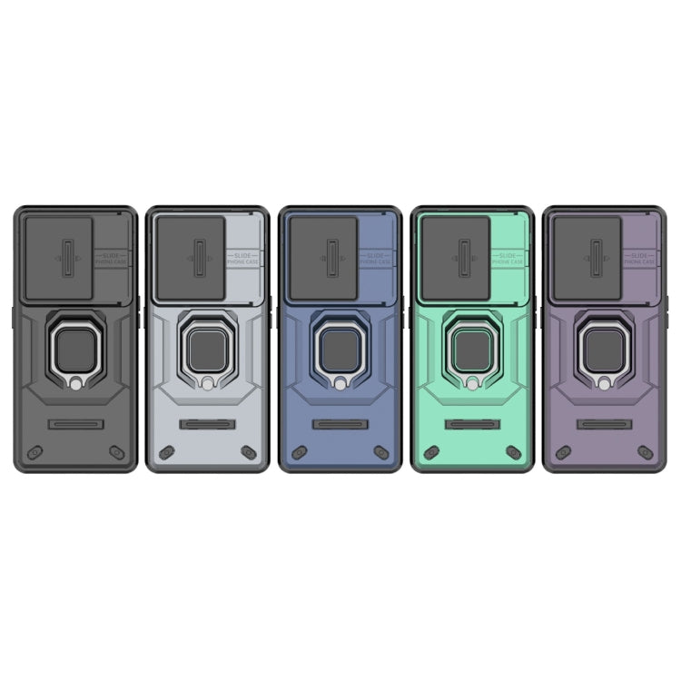 For OnePlus 11R 5G Sliding Camshield TPU + PC Shockproof Phone Case with Holder(Grey) - OnePlus Cases by PMC TechLife | Online Shopping South Africa | PMC TechLife | Buy Now Pay Later Mobicred