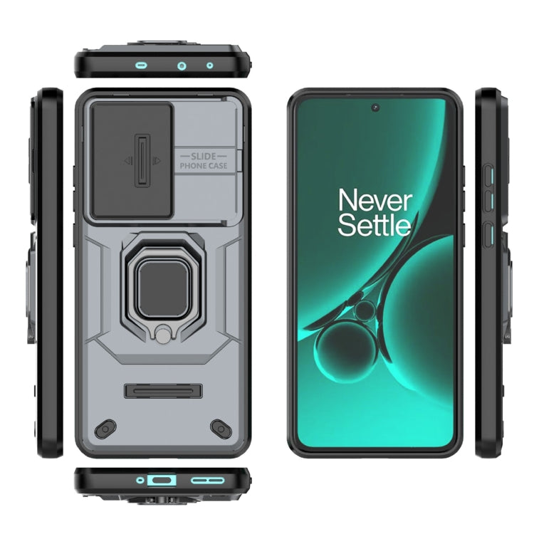 For OnePlus Nord CE3 5G Sliding Camshield TPU + PC Shockproof Phone Case with Holder(Grey) - OnePlus Cases by PMC TechLife | Online Shopping South Africa | PMC TechLife | Buy Now Pay Later Mobicred